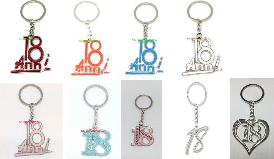 PORTACHIAVI 18 ANNI BOMBONIERA COMPLEANNO GADGET FESTA PARTY REGALO DICIOTTESIMO