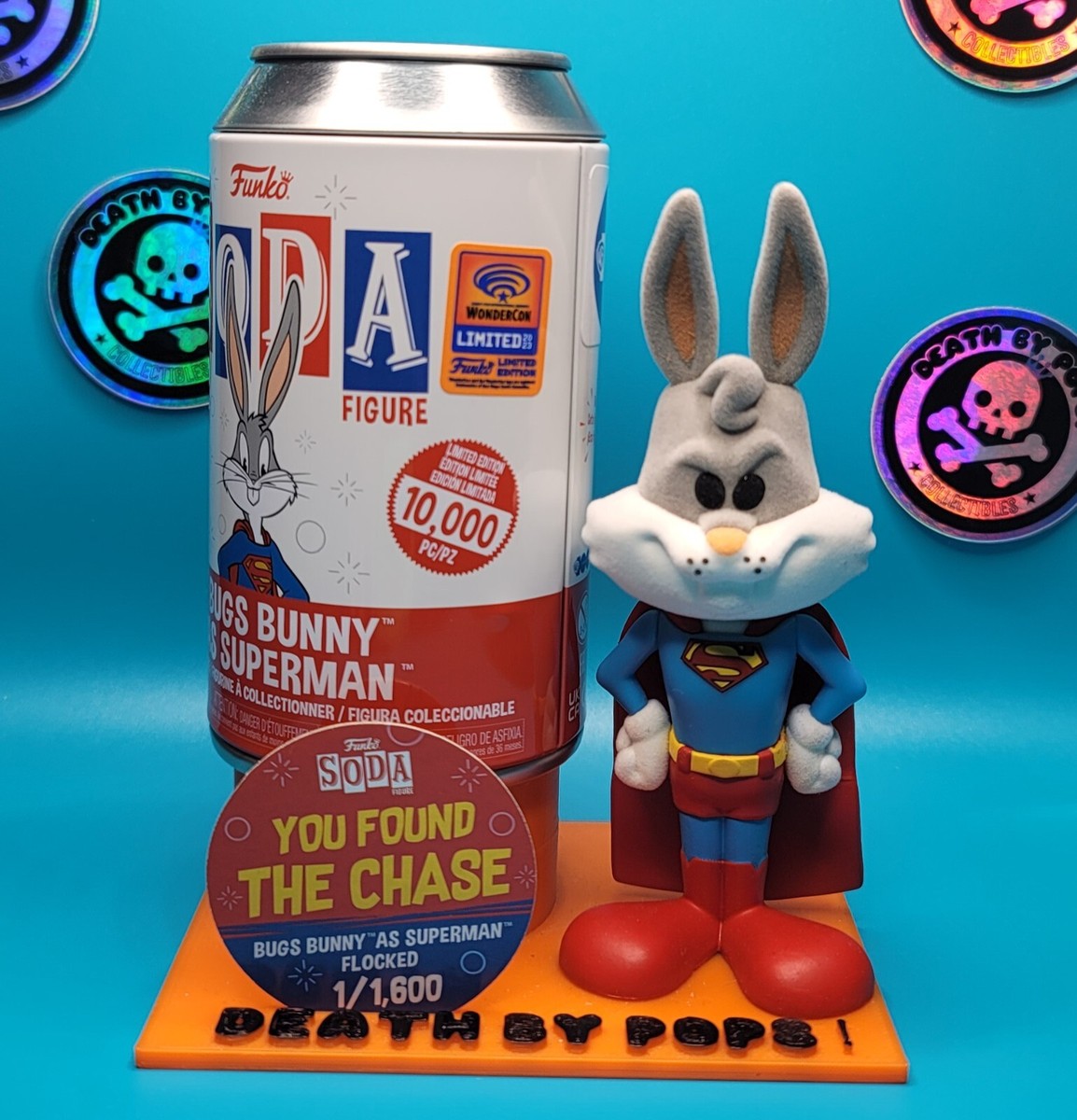 Funko Soda Bugs Bunny as Superman CHASE FLOCKED WONDERCON 2023