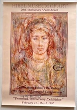 Vintage Edna Hibel, 1997 Poster, Birthday, Sign, 20th Anniversary, Rolled, 29x21