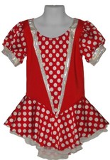 Girl Ice Skating Dress-Minnie Mouse -Red/White Dots-Short Sleeve-Scoop Neck-New