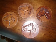 COASTERS LEATHER WITH HORSEHEAD 4 COASTERS