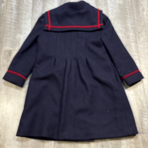 VTG Ellerie Fashions USA Made Navy Blue Red Wool Button Fancy Jacket Coat Sz 6x - Picture 10 of 10