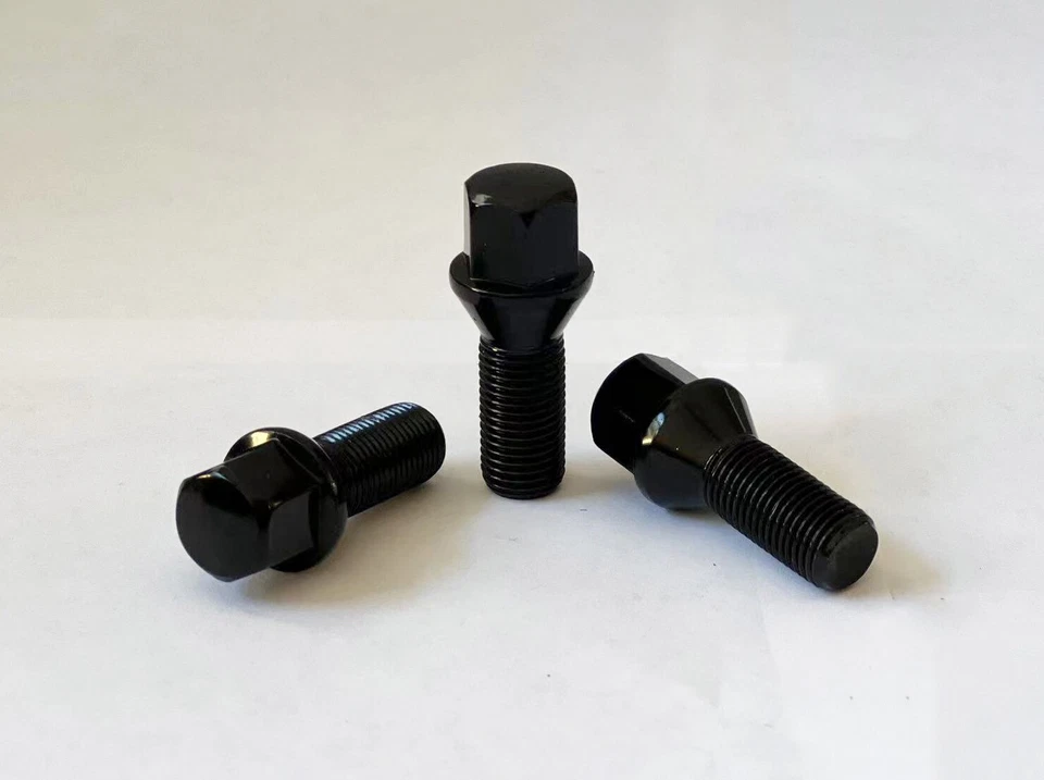 Conical Seat Lug Bolts 1.1" 28mm Shank 14x1.25 Black 20Pc Fits BMW Stock Wheel - Image 3 of 4