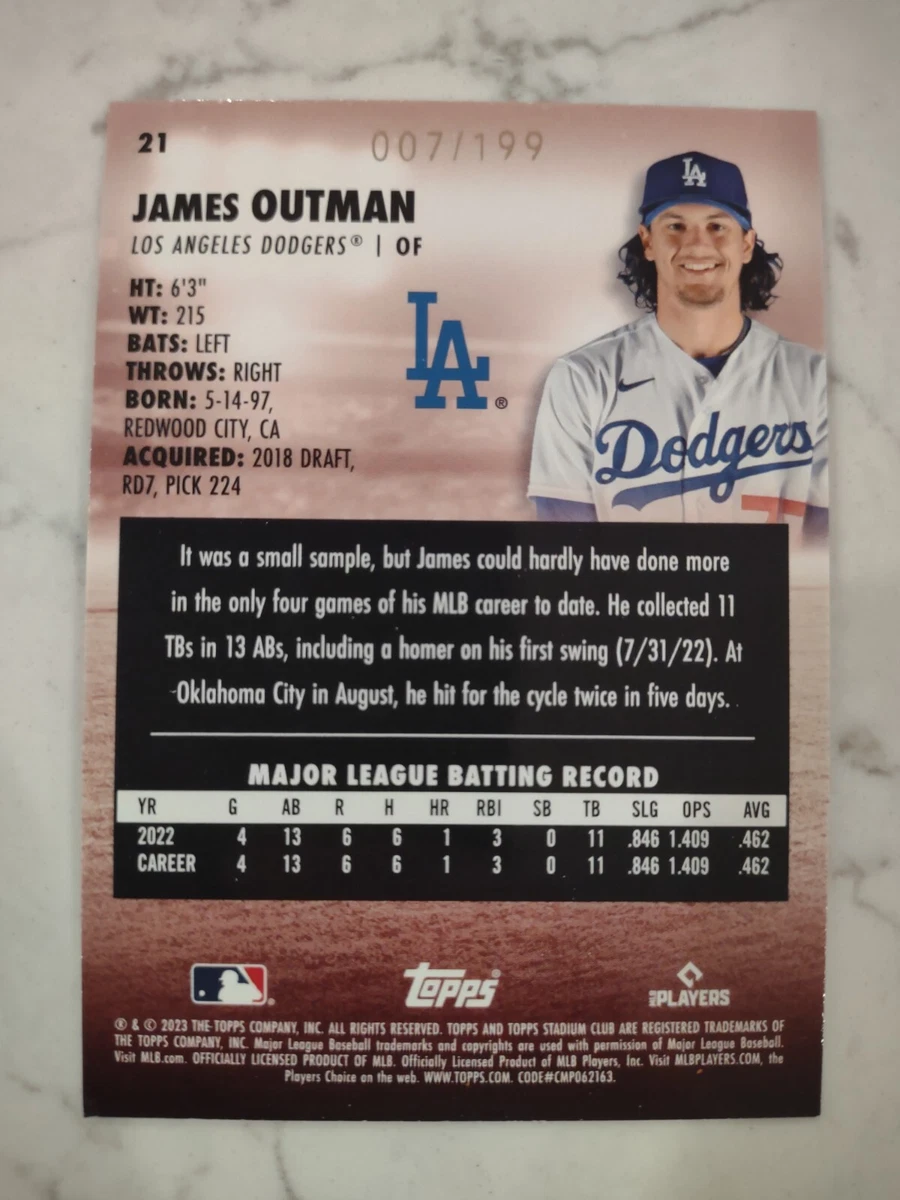 2023 Topps Stadium Club James Outman Orange Foil /199 LA Dodgers 