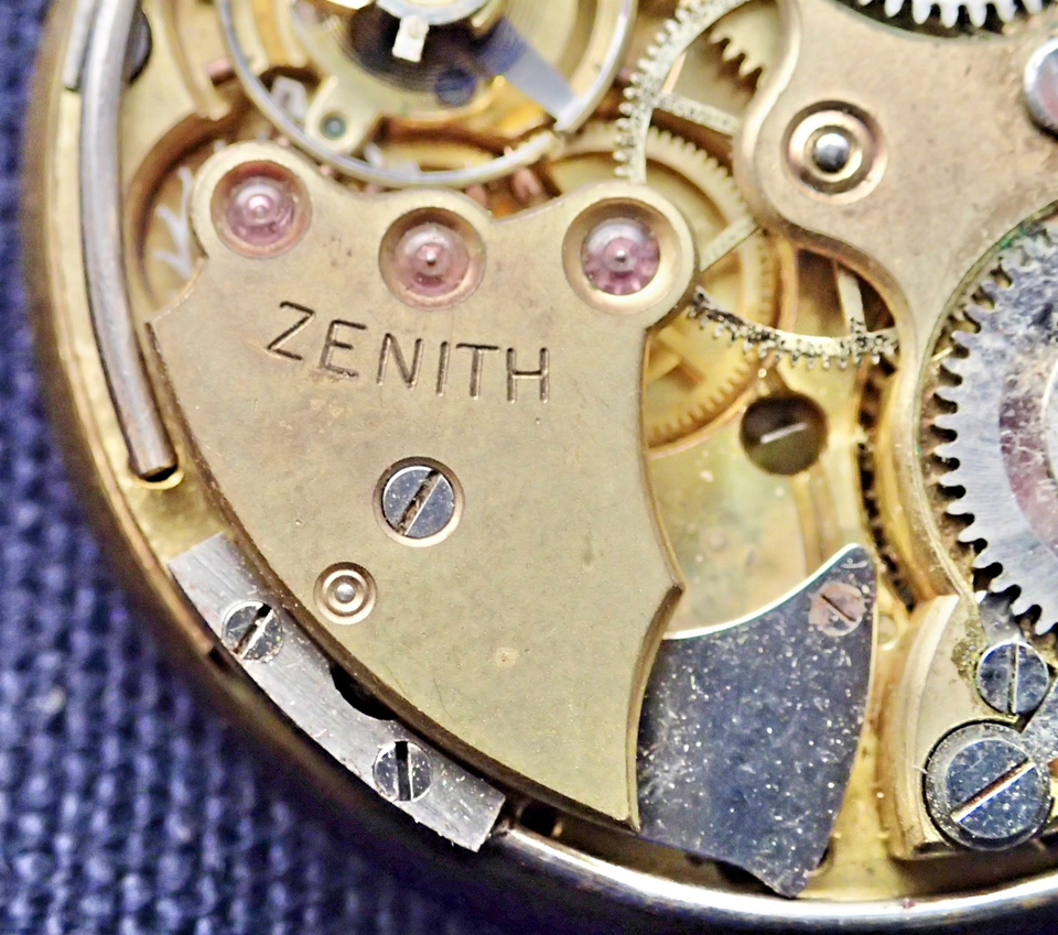ZENITH ALARM Pocket Watch MOVEMENT Good Enamel Dial 41.55mm SPARES ...