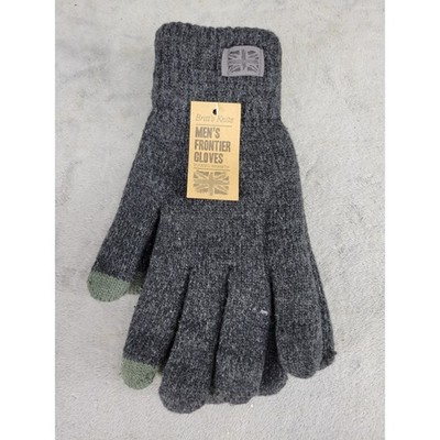 Britts Knits Mens Frontier Gloves Gray Green Rugged Warmth Touchscreen Tech