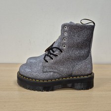 Dr Martens Jadon Silver Grey Sparkly Glitter Quad Platform Chunky Boots Uk 8