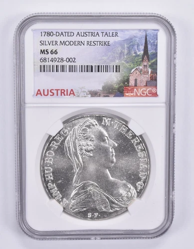 1780-Dated Austria Taler Silver Modern Restrike MS66 NGC *5290