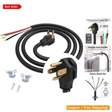 Durable 5FT 30 AMP 4 Prong Dryer Power Cord with O Ring Connectors - Listed