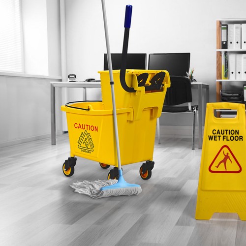 Premium Commercial Mop Bucket Side Press Wringer On Wheels Cleaning 26 Quart - Picture 4 of 6