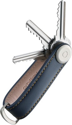 Orbitkey - Leather Key Organiser- Navy/Tan NEU