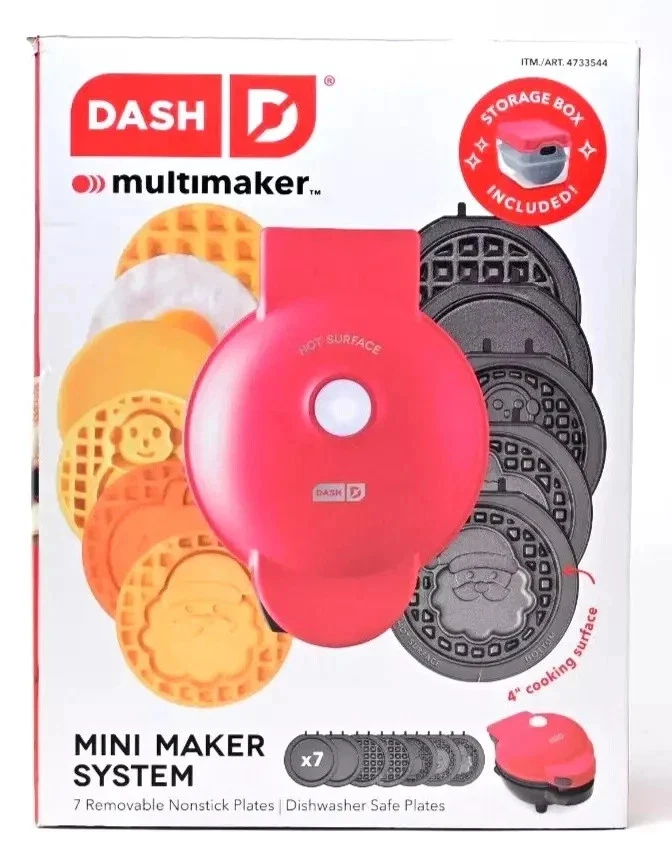 MultiMaker 7-in-1 Mini Waffle Maker – Nonstick Plates Holiday - Recipe included