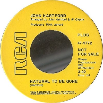 John Hartford - Natural To Be Gone / Like Unto A Mockingbird  - Promo - G8100z