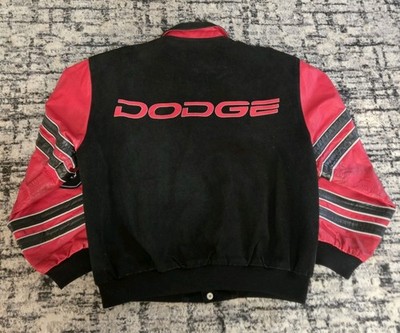 Vtg 90s Jeff Hamilton Dodge Ram Leather Varsity Jacket XL Racing