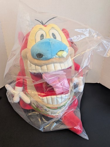 Ren And Stimpy 16 Zoll Kidrobot Stimpy Plüsch vibriert, wenn es umarmt wird Stofftier Neu mit Etikett