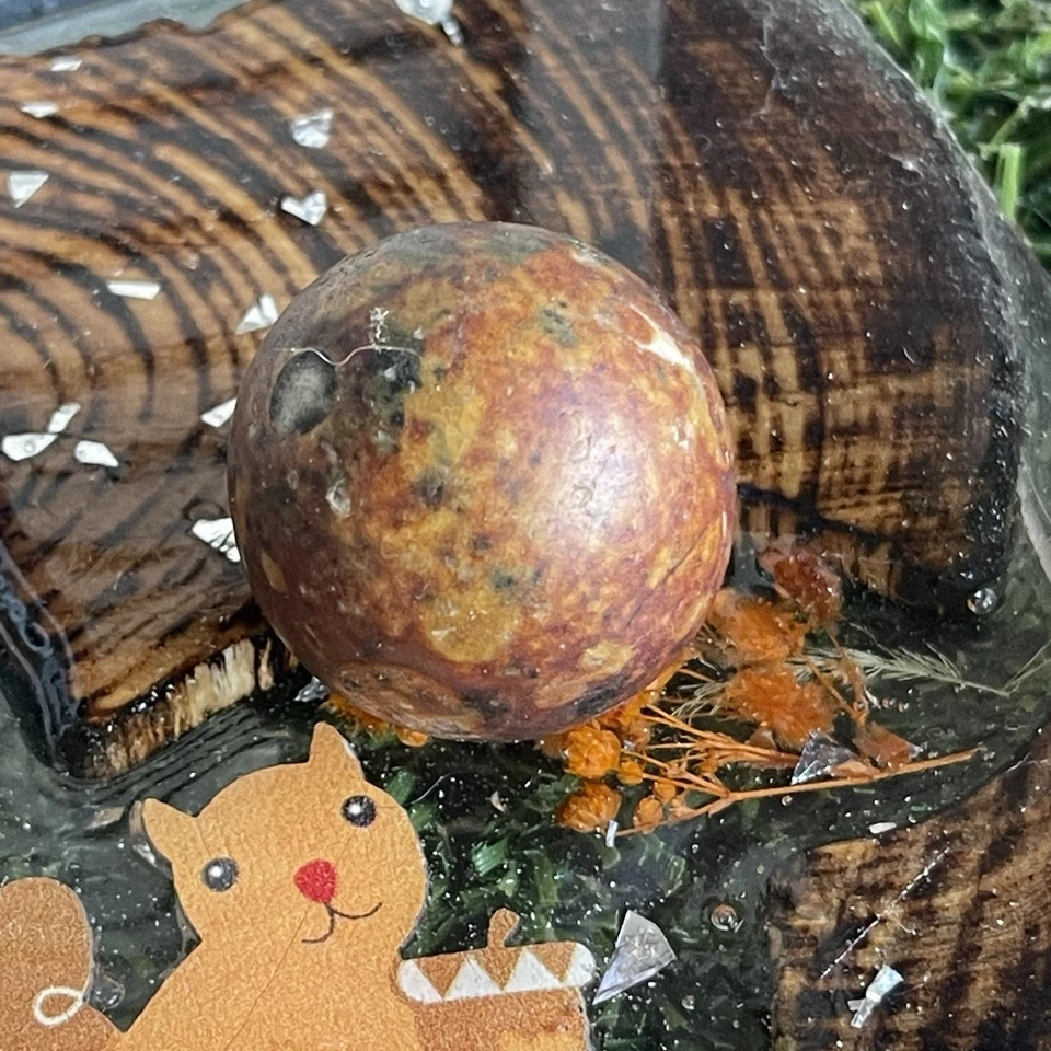 Tirador grande de principios del siglo XX Bennington marrón mármol Boulder Banger Bonker Foto 3 de 4