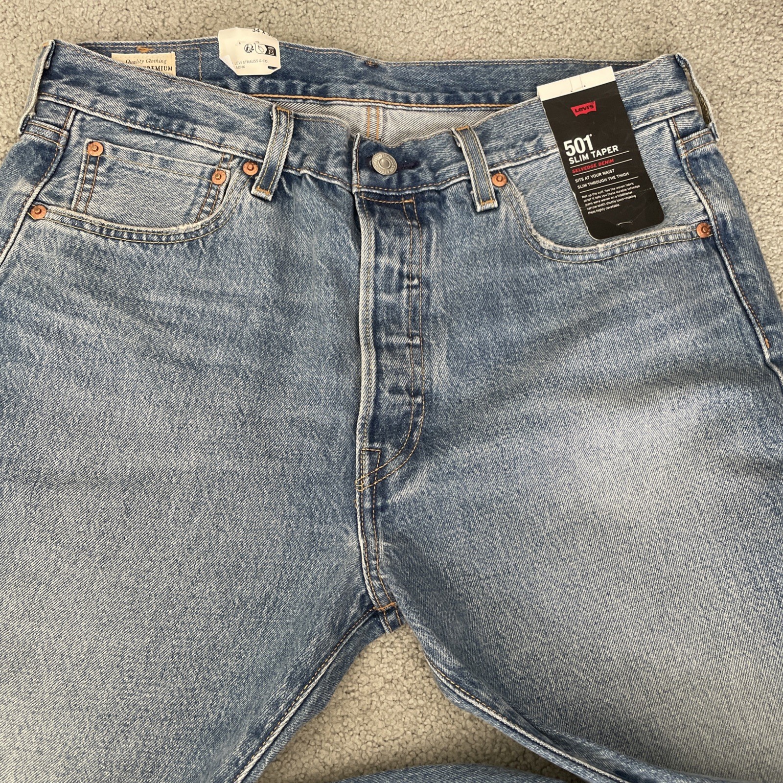 Levi's 511 Big E Slim Premium Selvedge Denim Blue Distressed Jeans Mens Sz 34x30 thumbnail 3