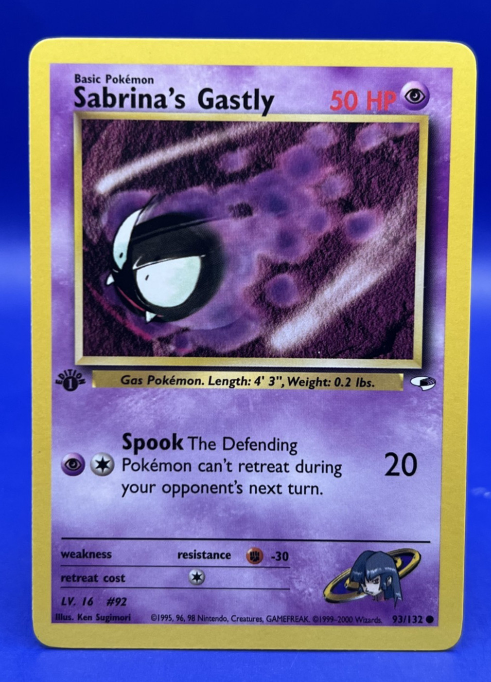 Pokemon Card Sabrina's Gastly 1st Edition Gym Heroes 93/132 Common NM