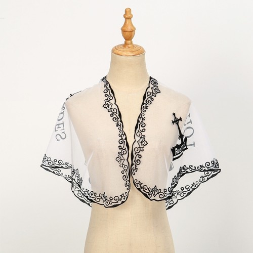 Sophisticated Black Lace Highlighted Hair Scarf For Formal Wedding Situations - Picture 4 of 8