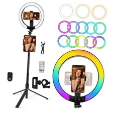 10" Ring Light with Stand 74" Tripod with Ring Light  Phone Holder