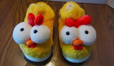 NEW Yellow Chicken Faux Fur Slip On Slippers Women US Sz6-6.5 Easter Basket Gift