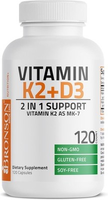 Vitamin D3 5000 IU + K2 MK7 Non-GMO Bone & Heart Health Supplement 120 count