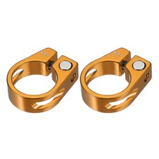 28.6mm Cycles Bike Seat Post Clamp, 2 Pcs Aluminum Alloy Seat Tube Clip Gold