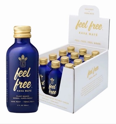 Feel Free Kava Maté 12-Pack 2oz Bottles by Botanic Tonics NEW Reg $157