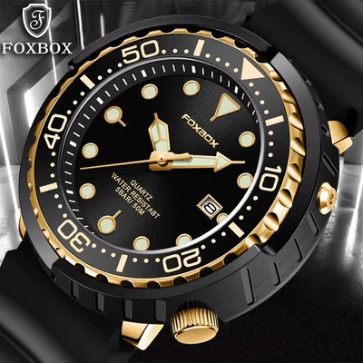 LIGE Diver Watch Men 50ATM Waterproof Luxury Sports Quartz Wristwatch Silicone Band