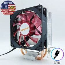 2 Heat-Pipes CPU Cooler Tower 3PIN/4PIN PWM 90MM LED Red Light Cooling Fan for L
