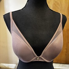 ThirdLove 24/7 Classic Contour Plunge Bra 34C Taupe Nude Underwire Mesh
