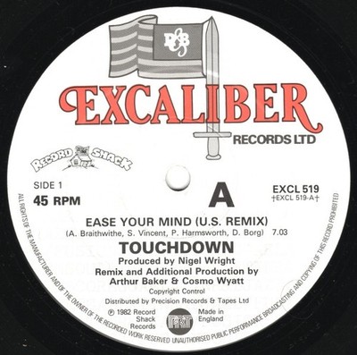 Touchdown - Ease Your Mind (U.S. Remix) - UK 12'' Vinyl - 1982 - Excaliber Rec...