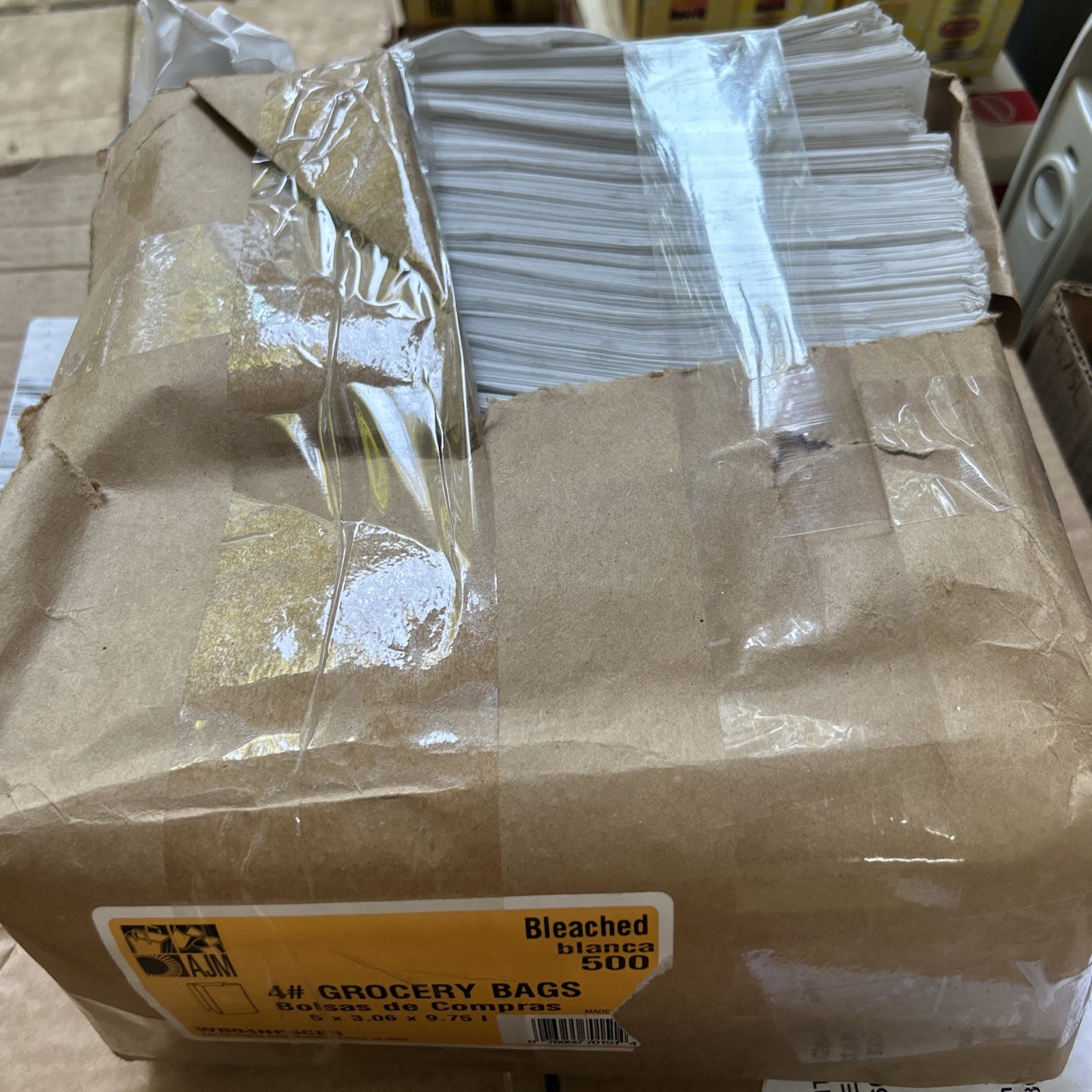 General #4 Paper Grocery Bag White Standard 3-1/8 X 5 X 9-3/4, 500 Ct