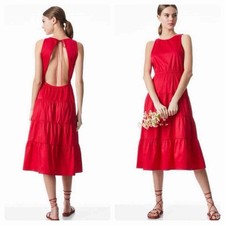 Alice and Olivia Hartley Dress Open Back Tiered  Red Size 2