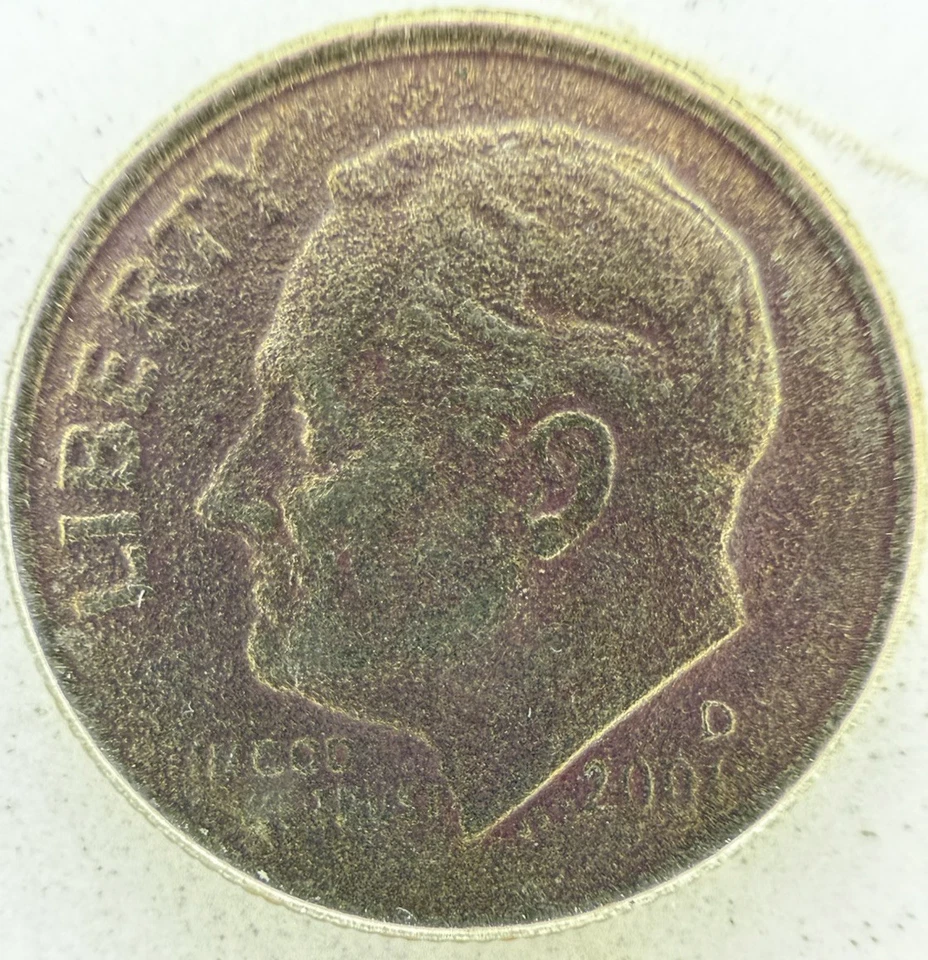 2001 D Roosevelt Dime Improperly Annealed Missing Clad Layer Strike thru  Grease - Image 4 of 4
