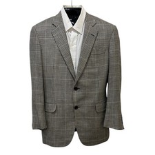 Brooks Brothers 1818 Madison Sport Coat Blazer 40R Navy Cream Houndstooth Wool