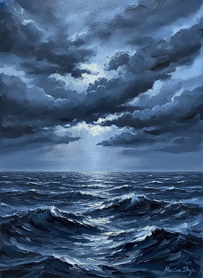 ORIGINAL MARINA SKYE signiert Stormy Ocean Seascape ÖLGEMÄLDE