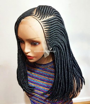 Kurze Bob Cornrow Perücke - 16 Zoll Lace Frontal Black Box Braids