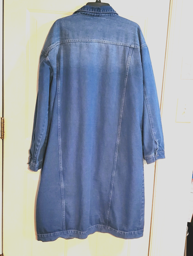 VTG Denim Jeans Duster Jacket XXL Blue Med Wash Metal Button L/S Barn Coat Dress - Picture 13 of 13