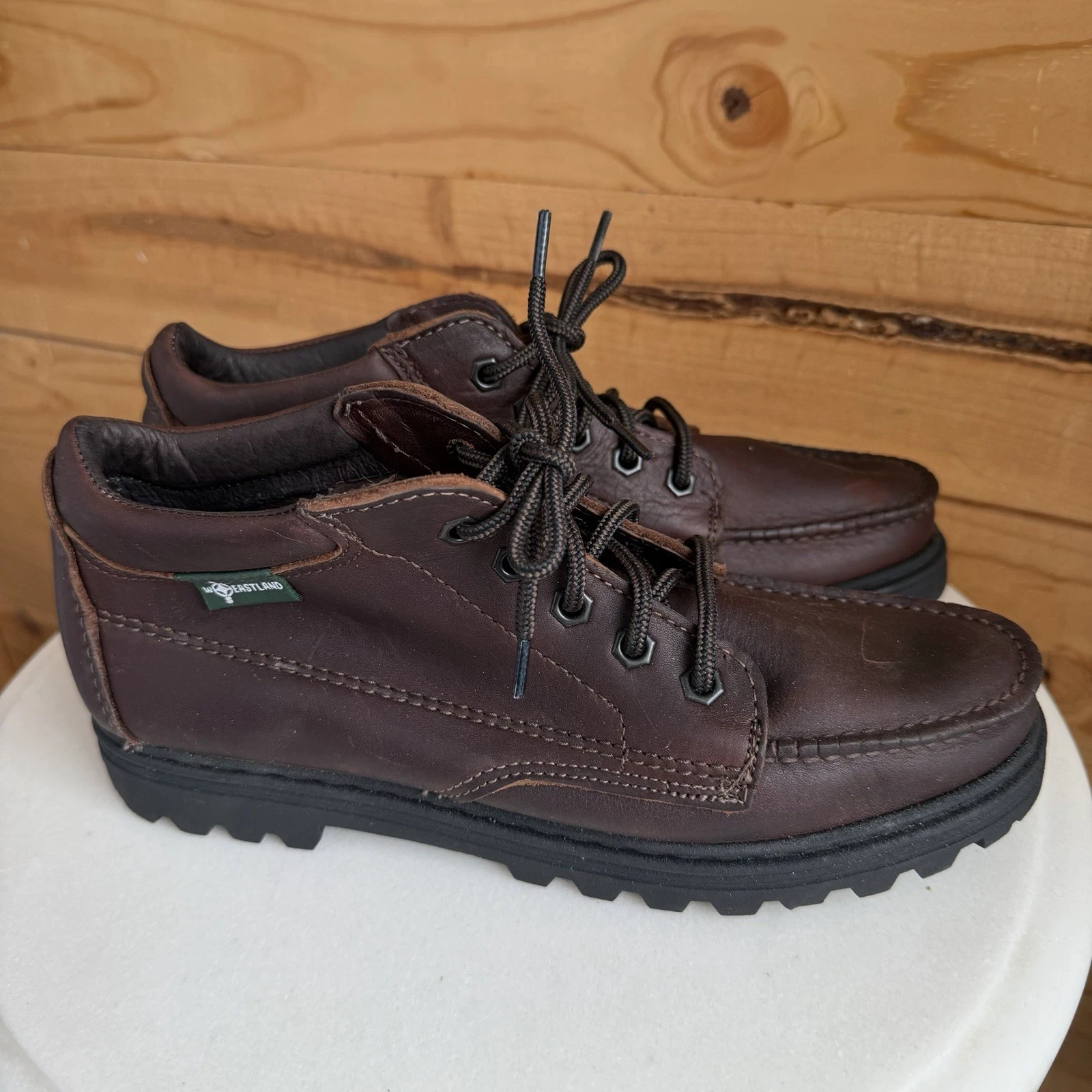 Eastland Camp Moc Chukka Oiled Brown Leather Ankle Boots Women’s 8.5m Vtg Y2K