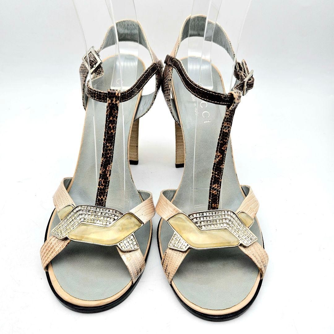 Rare GUCCI Python Strap High Heel Sandals Size 37… - image 2