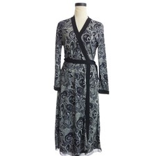 Tahari Womens Wrap Dress Large Black White Geometric Long Sleeve Career Office