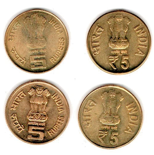2010-13 - 5 RUPEE INDIA REPUBLIC 4 UNC BRASS RARE COINS - WT. 6 GRAM EACH # G - Image 2 of 2
