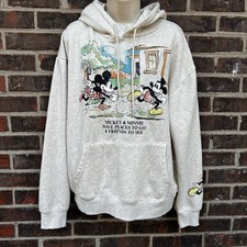 Disney Hoodie Sz L Mickey  Minnie Have Places To Go  Friends To See Oatmeal