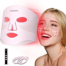 LED Face Mask Light Therapy, 4 Modes Portable Red Light Therapy for Face