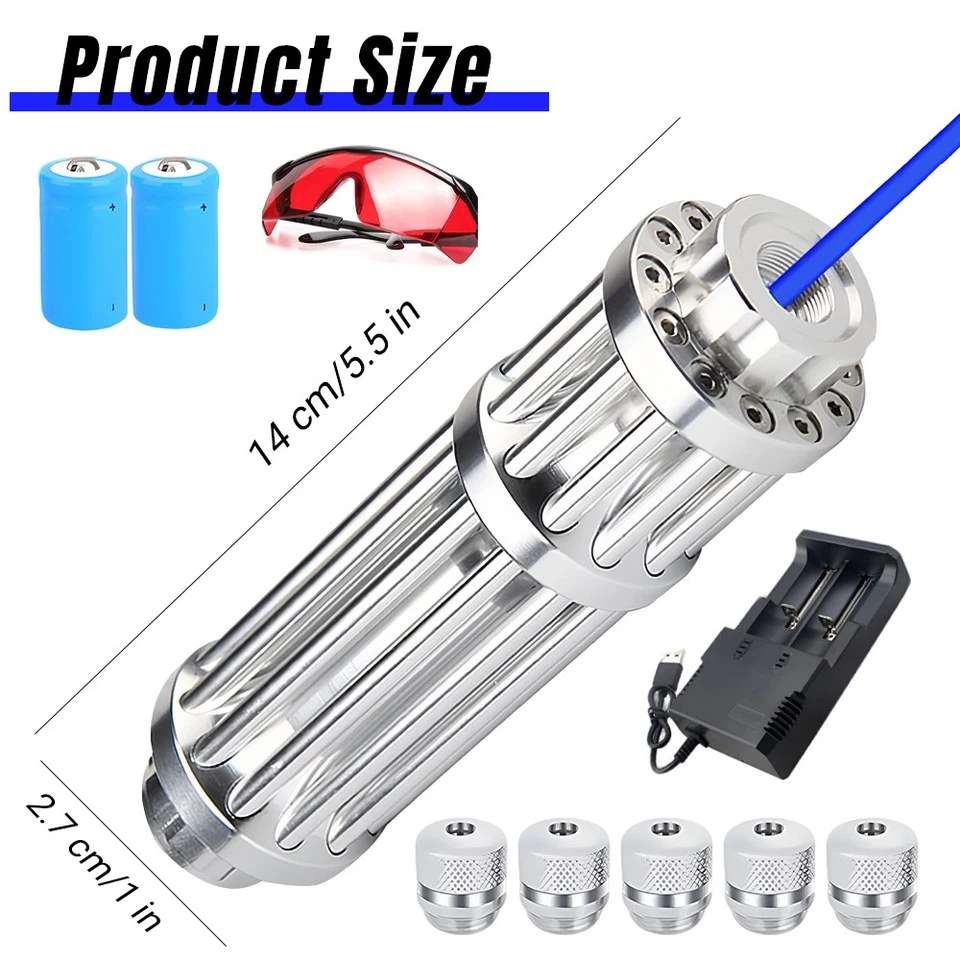 10W Blue Burning Laser Pointer 450-n-m Adjustable Visible Beam Dot Light - Image 2 of 4