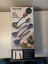 Salter 5 Piece Kitchen Utensil Set Acacia Wood Handles Non Stick Cooking Tools