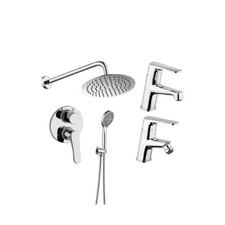 Set rubinetteria con miscelatore lavabo, bidet e kit doccia in colore cromo Pira
