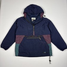 Vtg 90s LL Bean Thinsulate Anorak Jacket Mens Medium Navy Colorblock Pullover