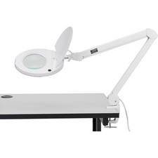 LED Magnifying Lamp With Covered Metal Arm 8 Diopter White